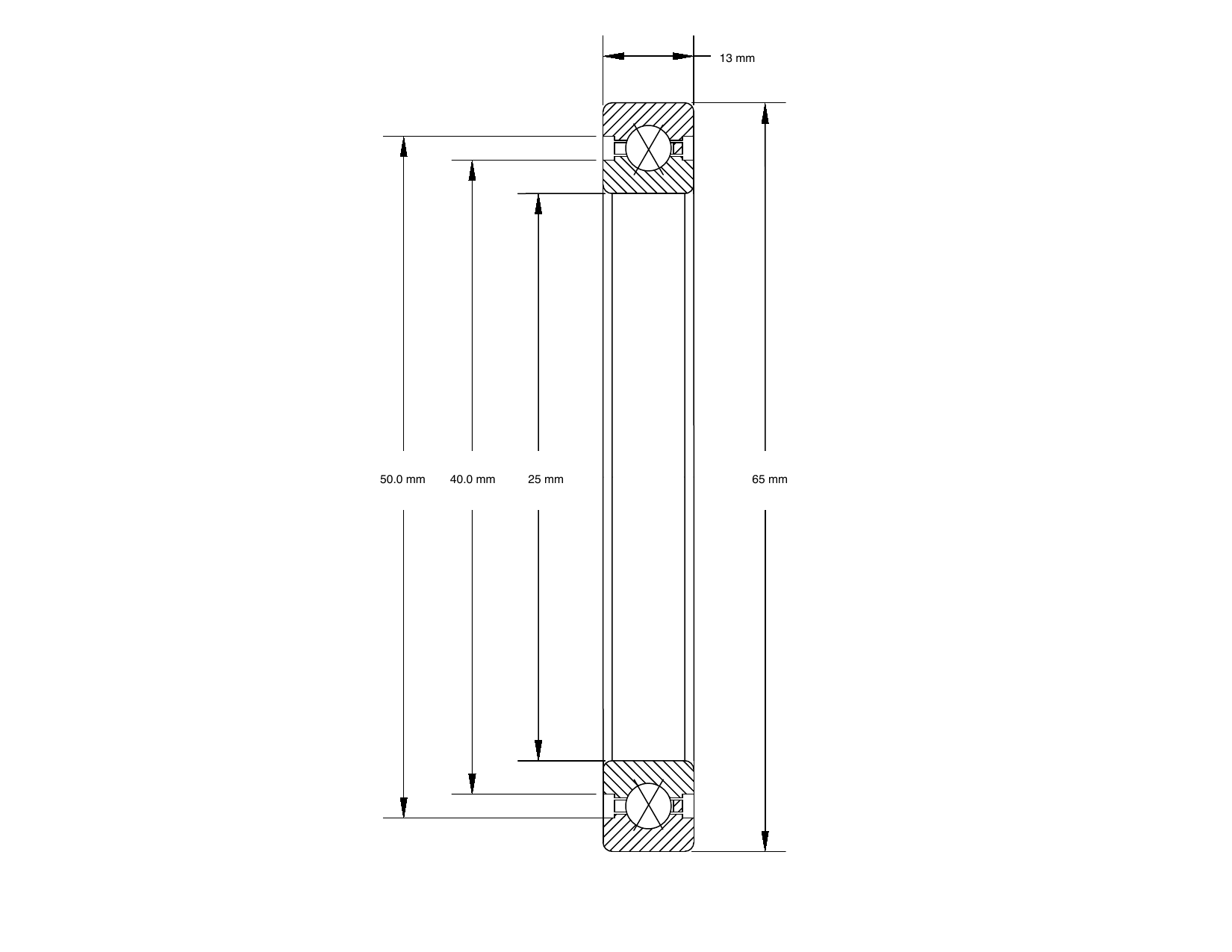PRIUS BEARINGS K02520XP0 dimensioned mechanical drawing