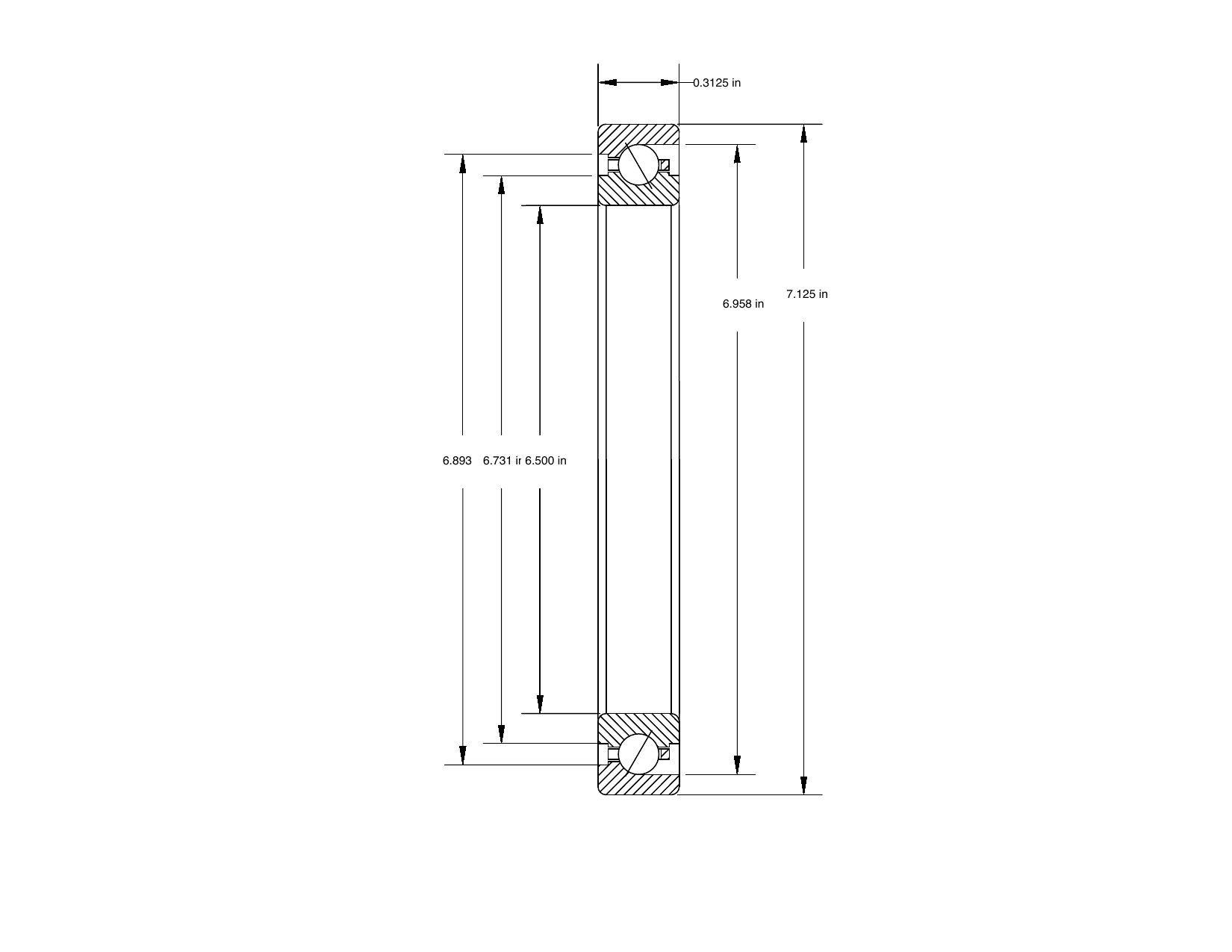 PRIUS BEARINGS KB065AR0 dimensioned mechanical drawing