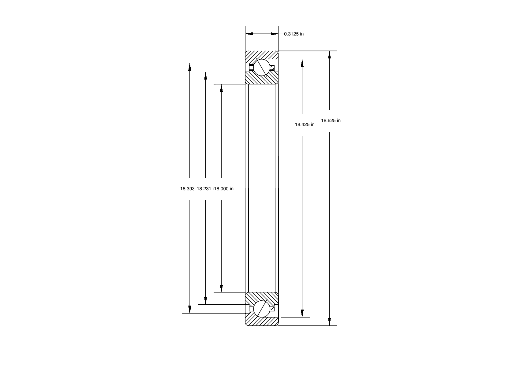 PRIUS BEARINGS KB180AR0 dimensioned mechanical drawing