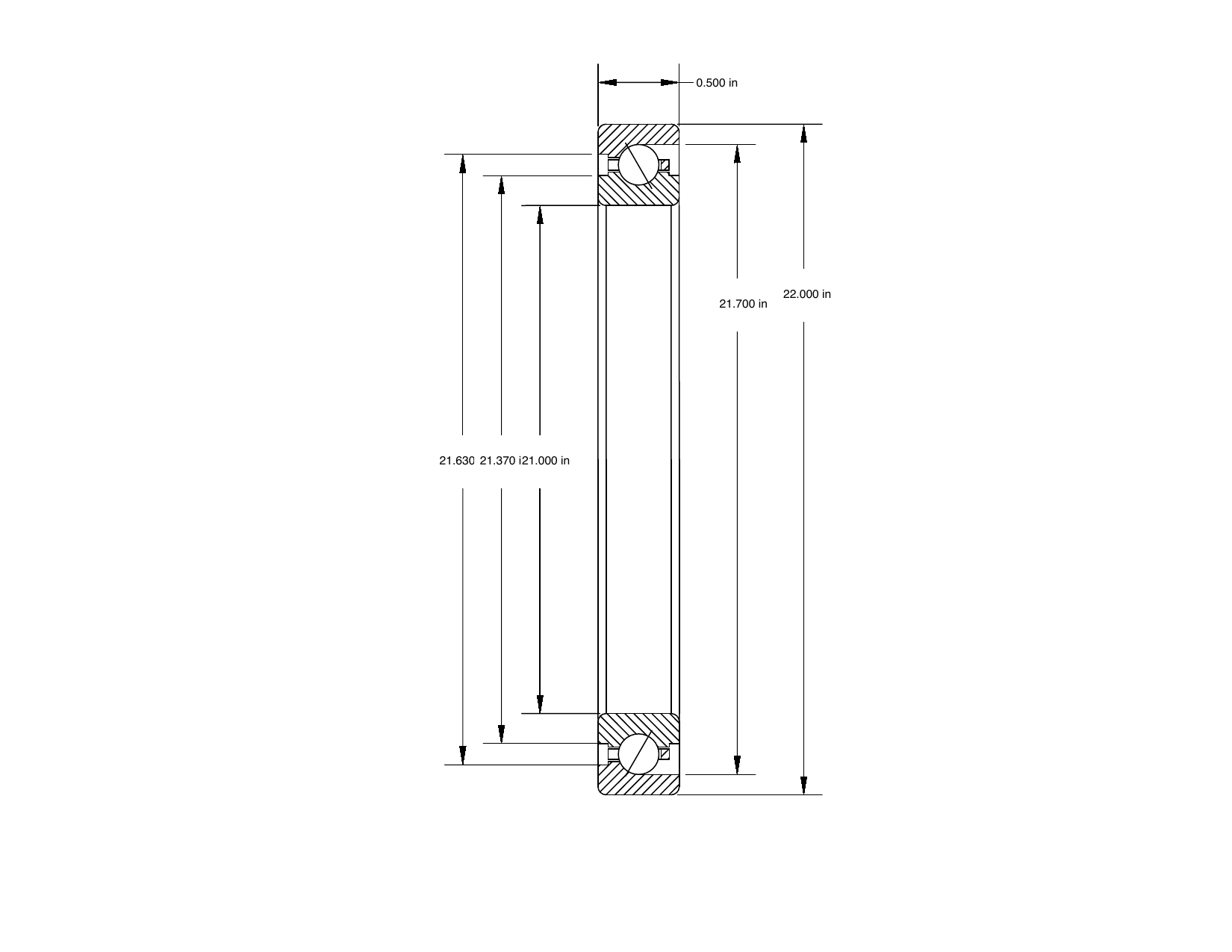 PRIUS BEARINGS KD210AR0 dimensioned mechanical drawing