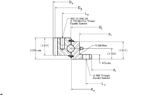 PRIUS BEARINGS RK6-22E1Z 2D section drawing