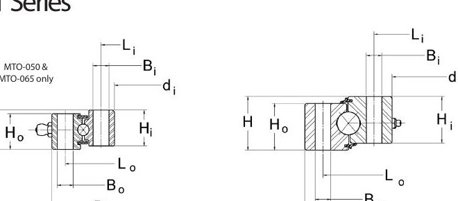 PRIUS BEARINGS MTO-050T 2D section drawing