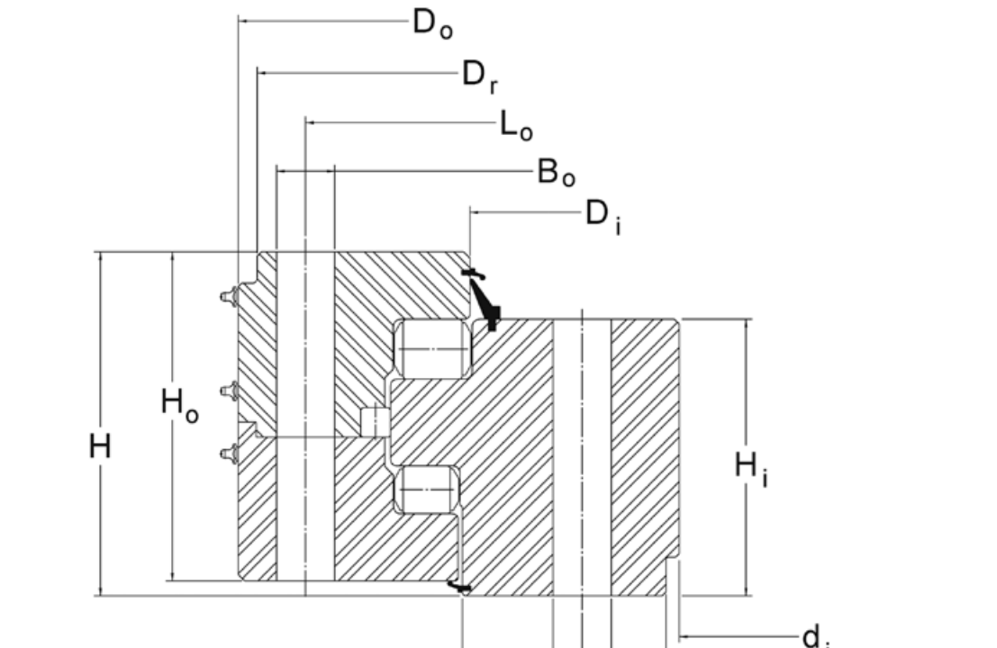 PRIUS BEARINGS 16366001 2D section drawing
