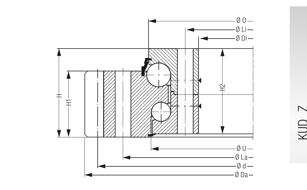 PRIUS BEARINGS KUD02620 2D section drawing