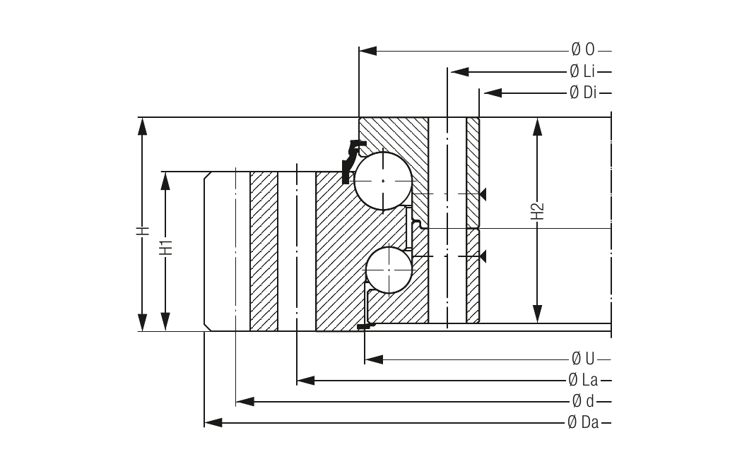 PRIUS BEARINGS KUD02915 2D section drawing