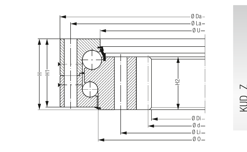 PRIUS BEARINGS KUD02559 2D section drawing