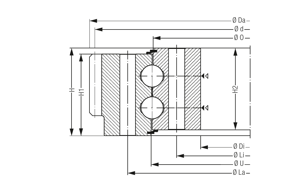 PRIUS BEARINGS KUD01697 2D section drawing