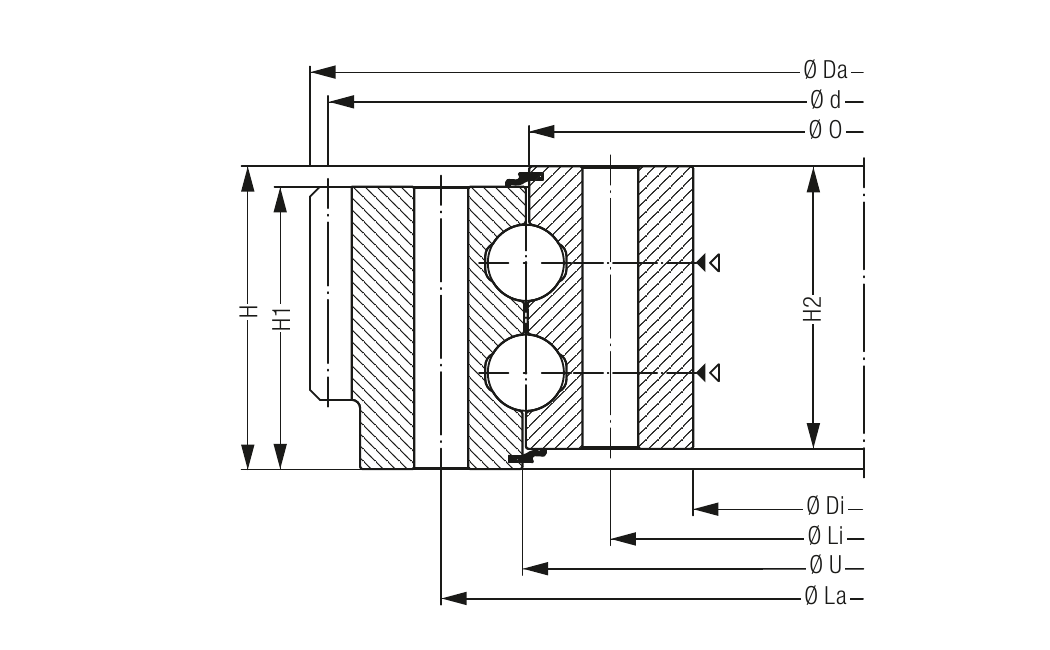 PRIUS BEARINGS KUD01997 2D section drawing