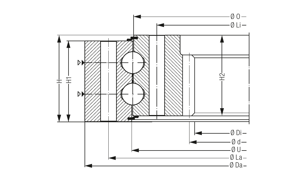 PRIUS BEARINGS KUD01656 2D section drawing