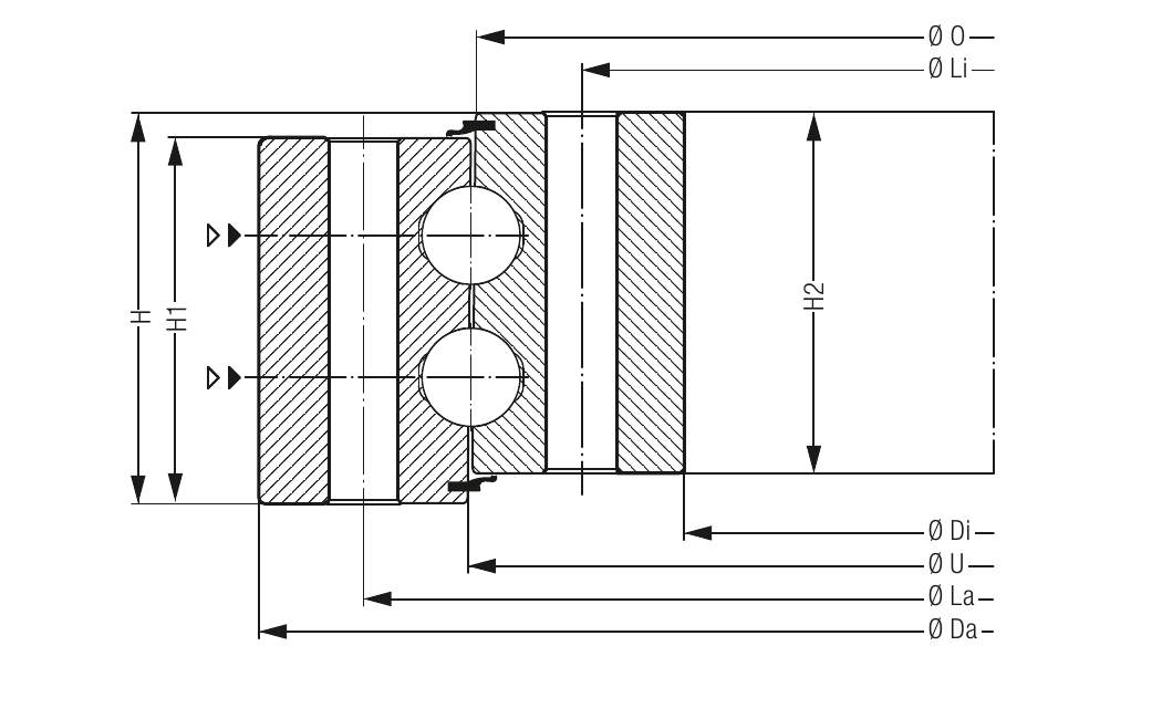 PRIUS BEARINGS KUD02497 2D section drawing