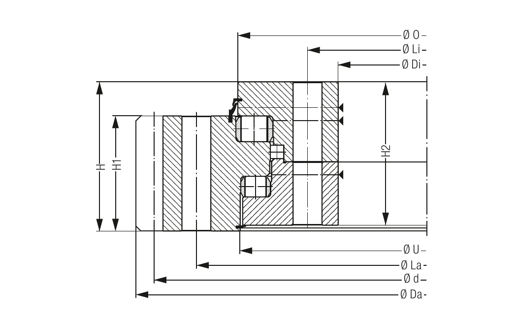 PRIUS BEARINGS ROD02547 2D section drawing