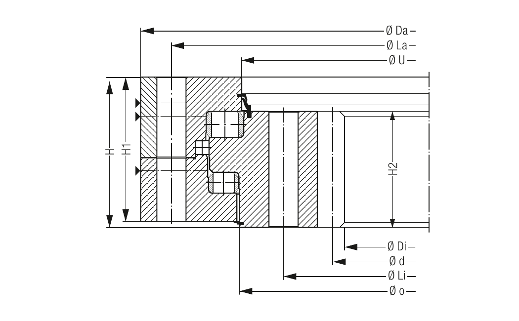 PRIUS BEARINGS ROD03312 2D section drawing