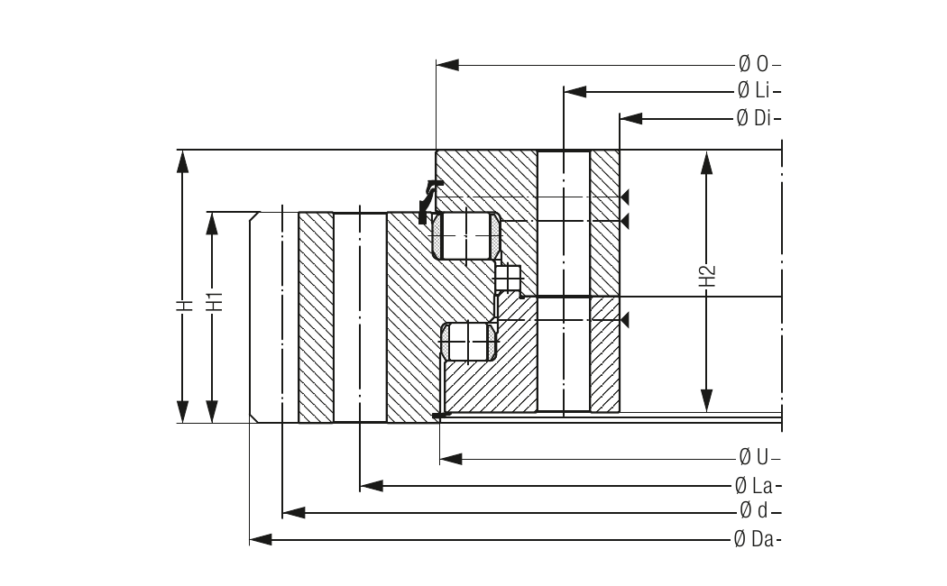 PRIUS BEARINGS ROD02240 2D section drawing