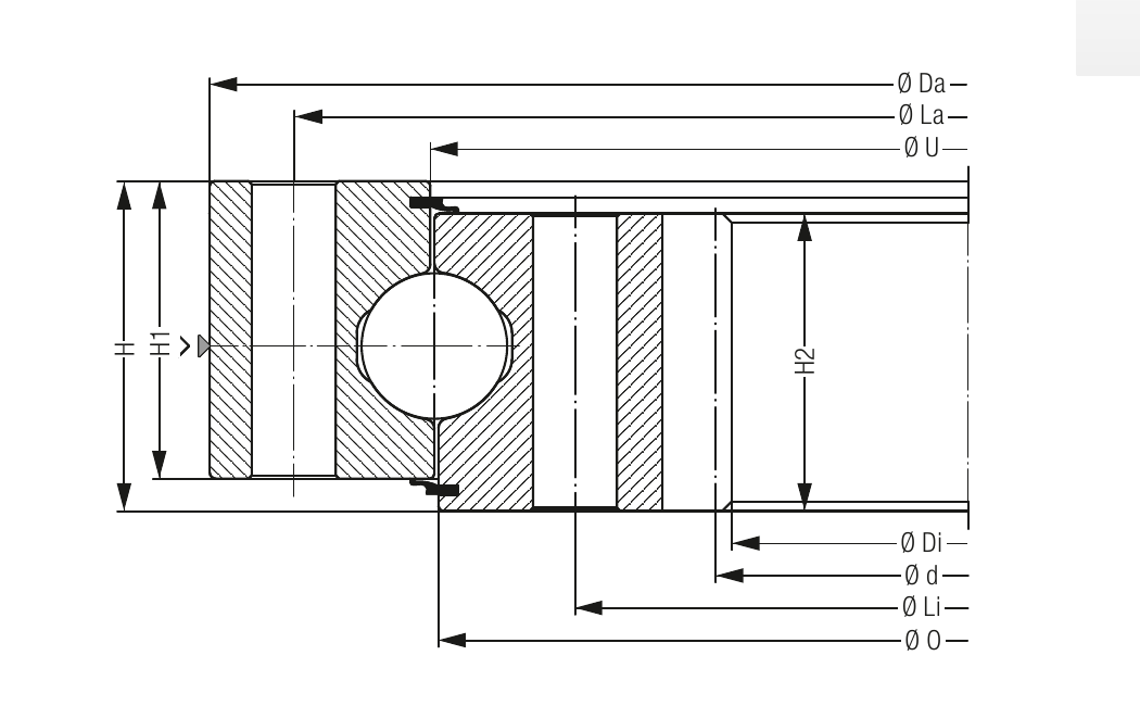 PRIUS BEARINGS KUD02490 2D section drawing