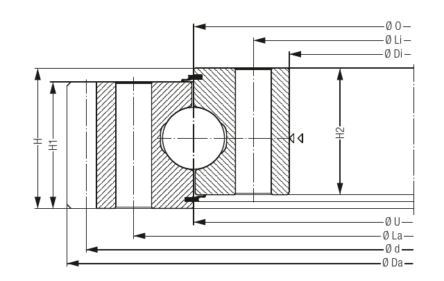 PRIUS BEARINGS KUD01600-030VA15-900-000 2D section drawing