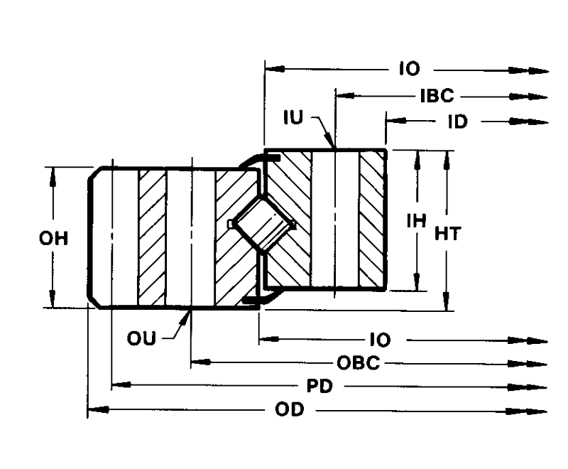 PRIUS BEARINGS R8-42E3 2D section drawing