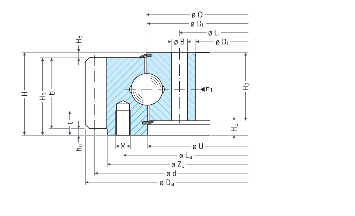 PRIUS BEARINGS 061.25.0764.106.21.1504 2D section drawing