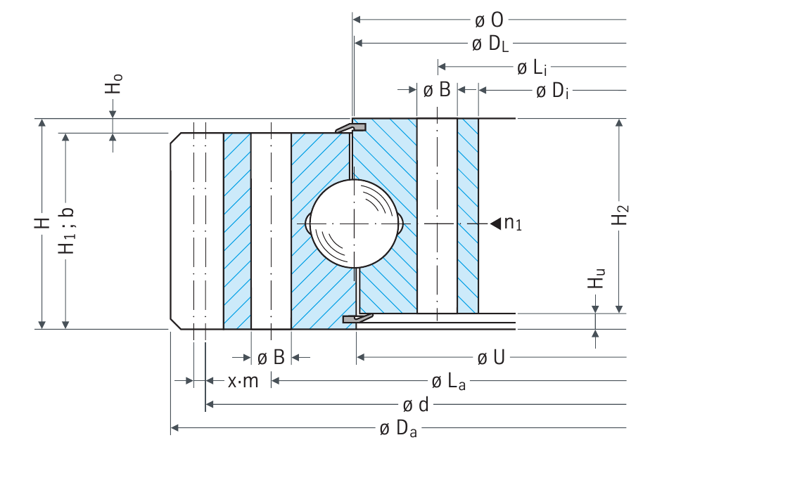 PRIUS BEARINGS 061.20.0400.100.11.1503 2D section drawing