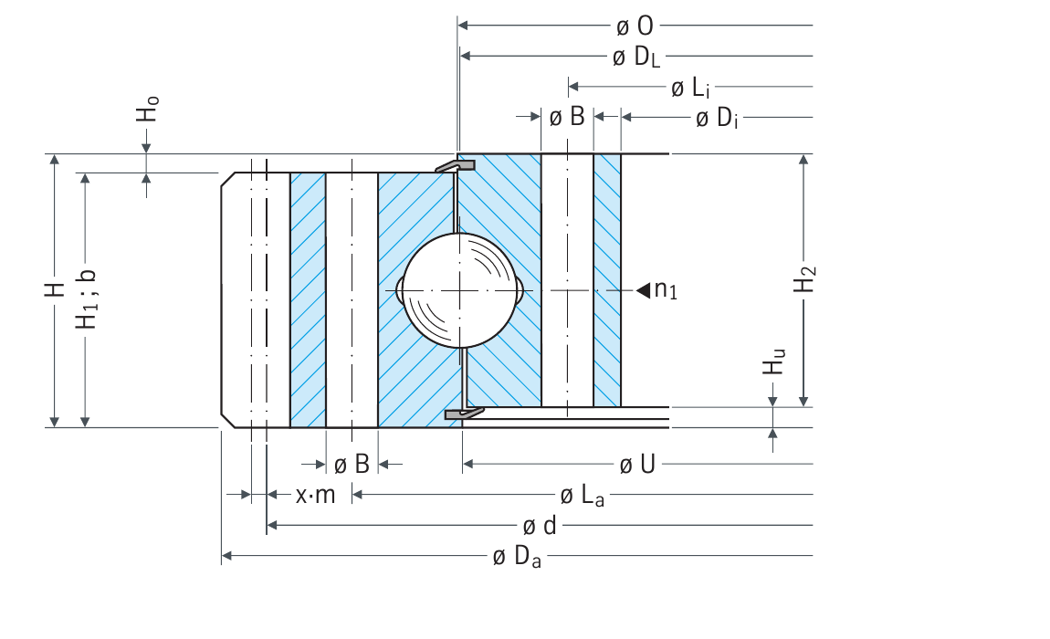 PRIUS BEARINGS 061.25.0764.601.21.1503 2D section drawing
