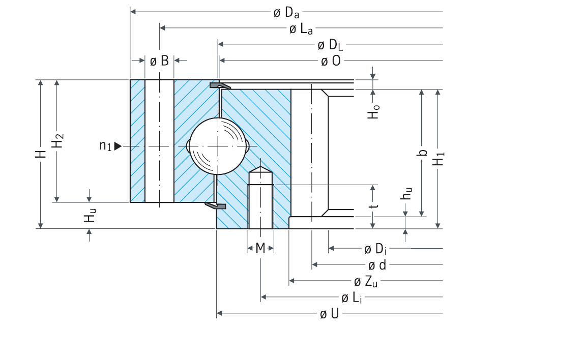 PRIUS BEARINGS 062.25.1077.308.11.1504 2D section drawing