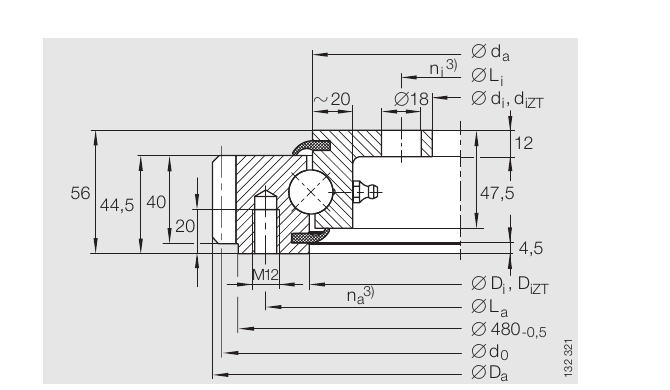 PRIUS BEARINGS VLA 20 0544 N 2D section drawing