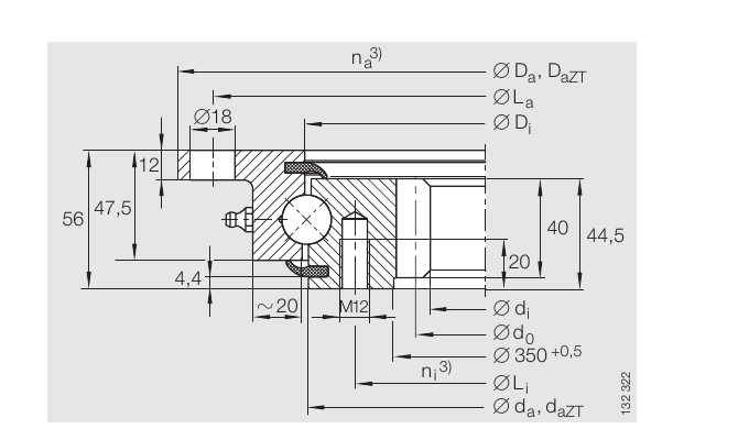 PRIUS BEARINGS VLI 20 0544 N 2D section drawing
