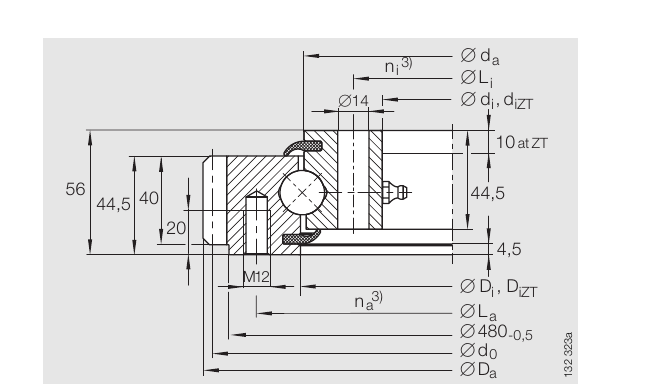 PRIUS BEARINGS VSA 20 0744 N 2D section drawing