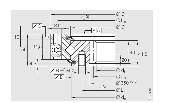 PRIUS BEARINGS XSI 14 0414 N 2D section drawing