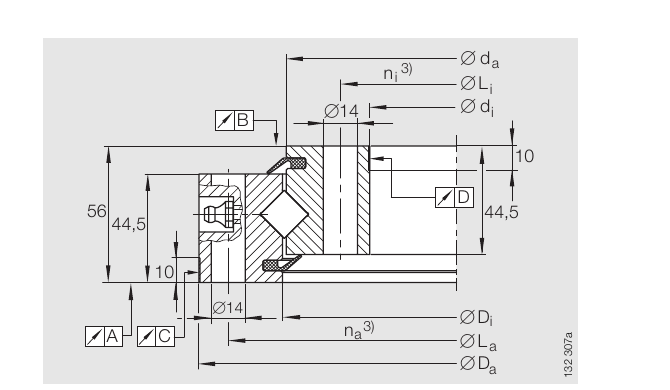 PRIUS BEARINGS XSU 14 0744 2D section drawing