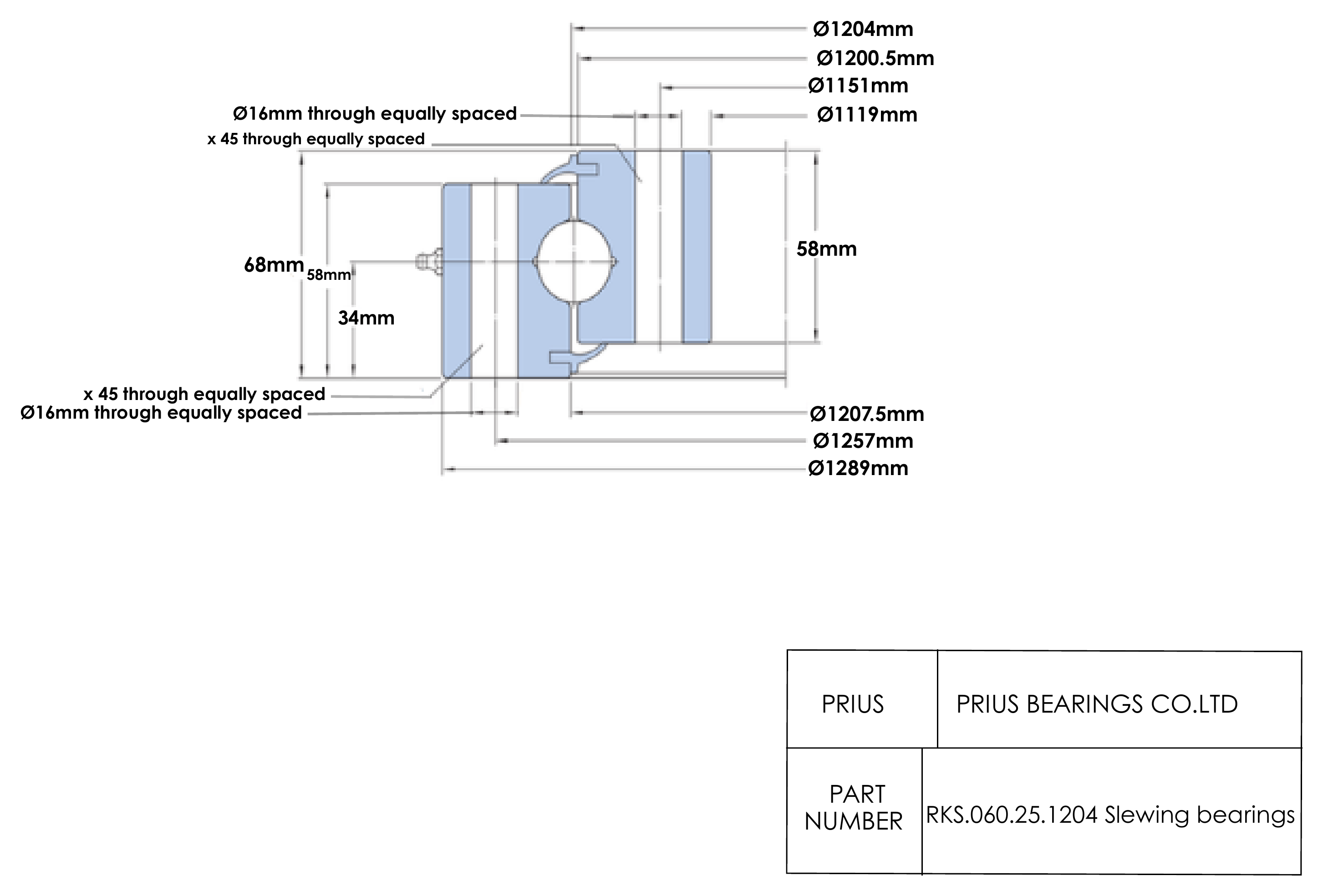 SKF RKS.060.25.1204 2D dimensional drawing PRIUS BEARINGS RKS.060.25.1204 2D dimensional drawing