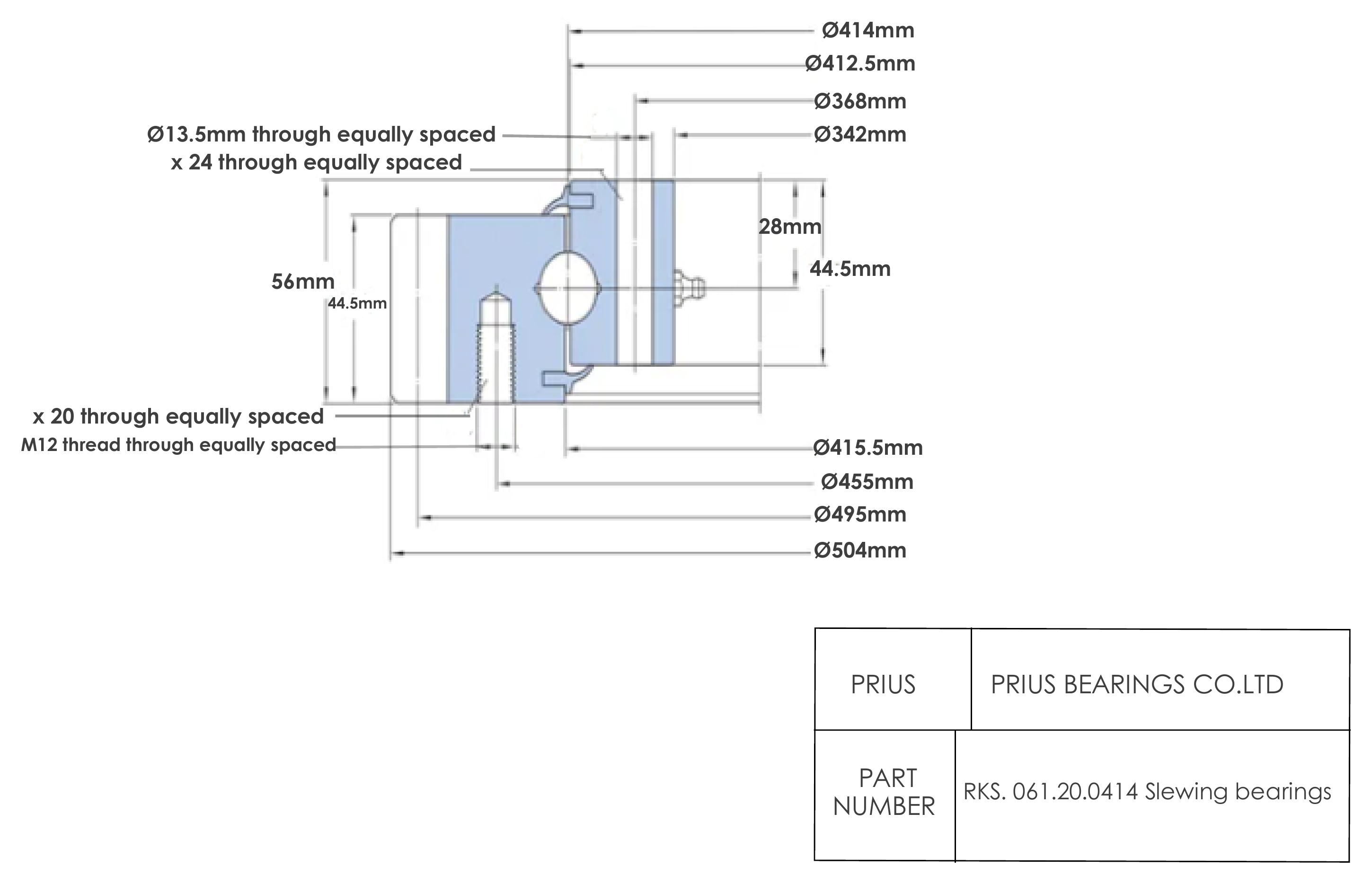 SKF RKS.061.20.0414 2D dimensional drawing PRIUS BEARINGS RKS.061.20.0414 2D dimensional drawing