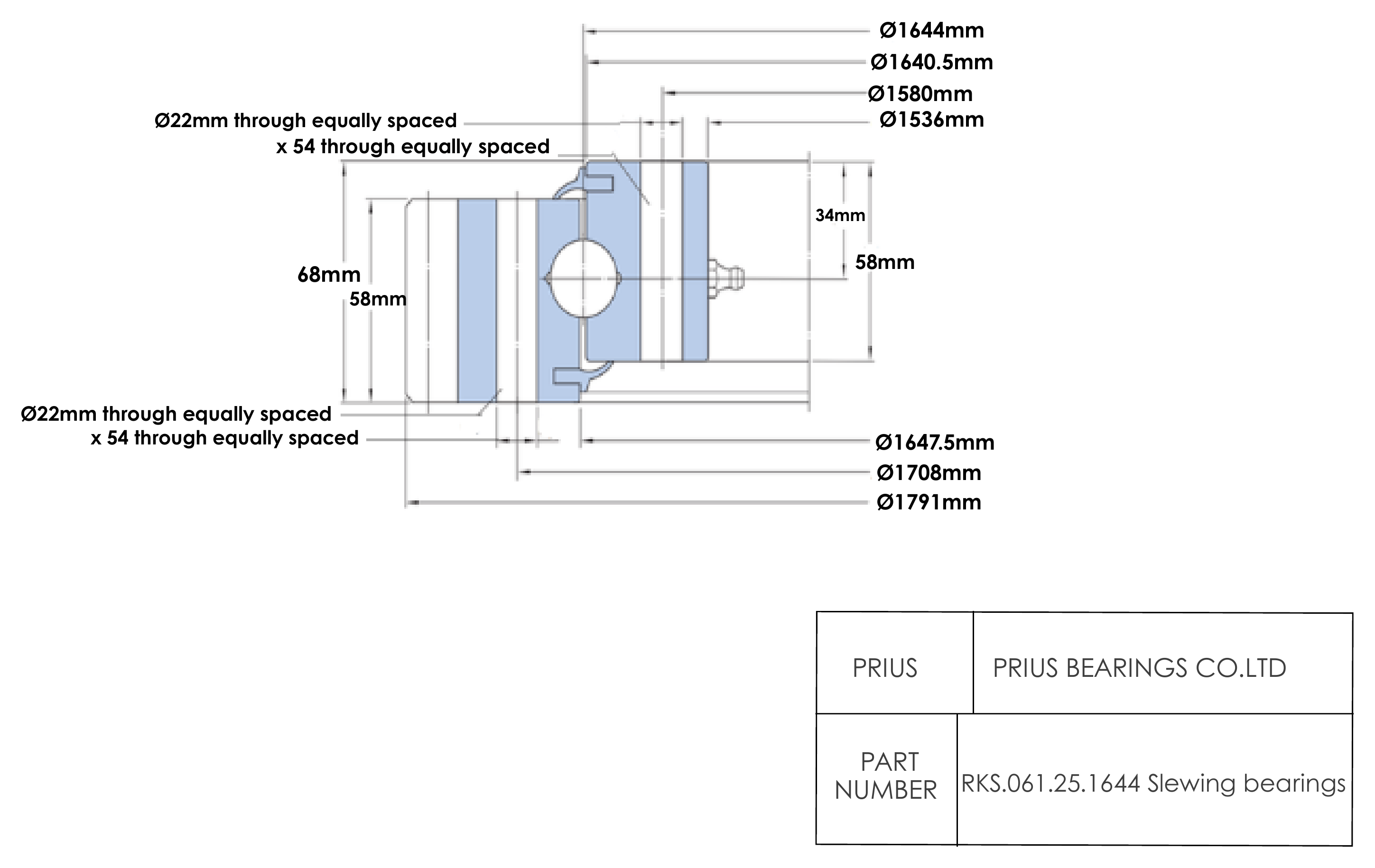 SKF RKS.061.25.1644 2D dimensional drawing PRIUS BEARINGS RKS.061.25.1644 2D dimensional drawing