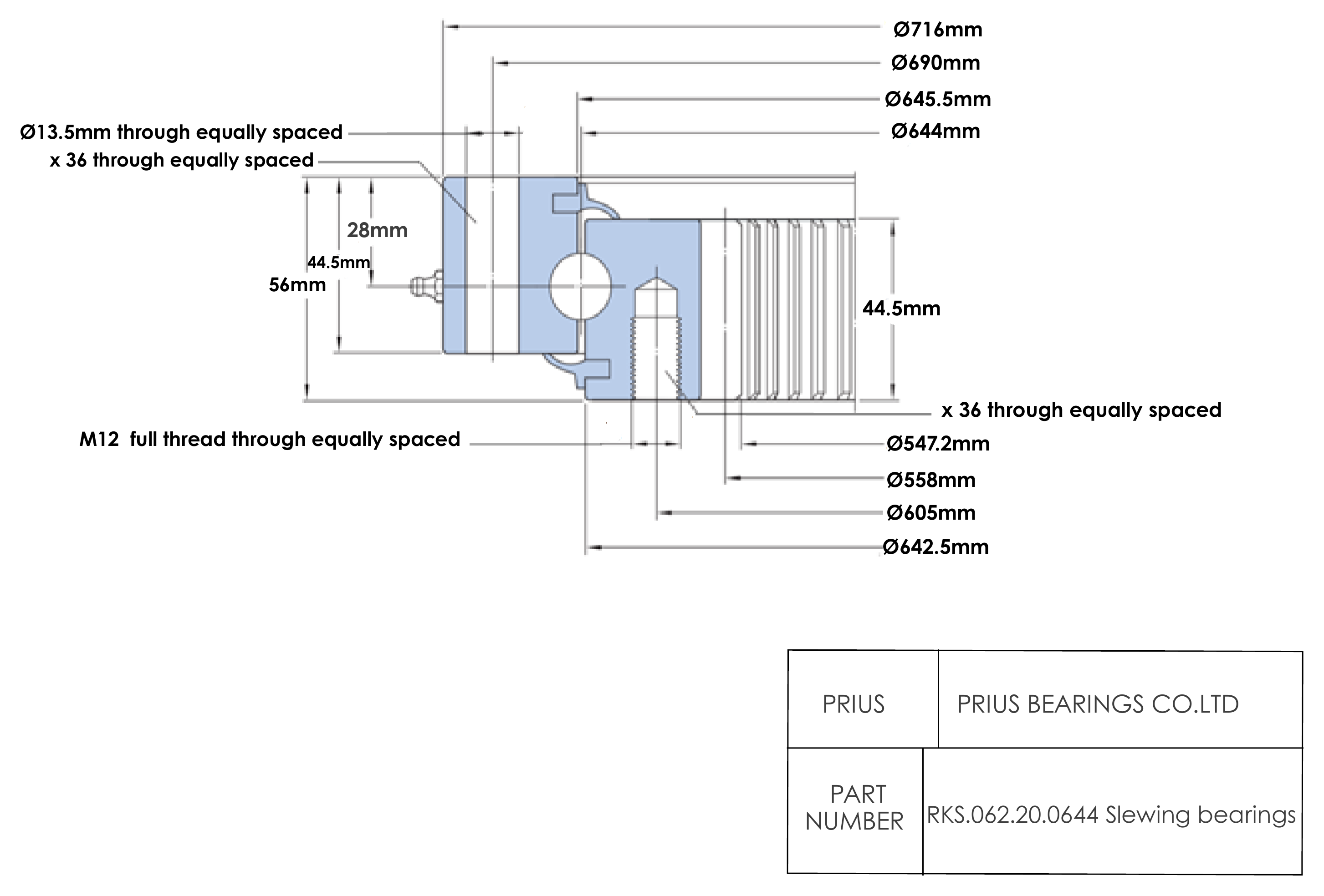 SKF RKS.062.20.0644 2D dimensional drawing PRIUS BEARINGS RKS.062.20.0644 2D dimensional drawing