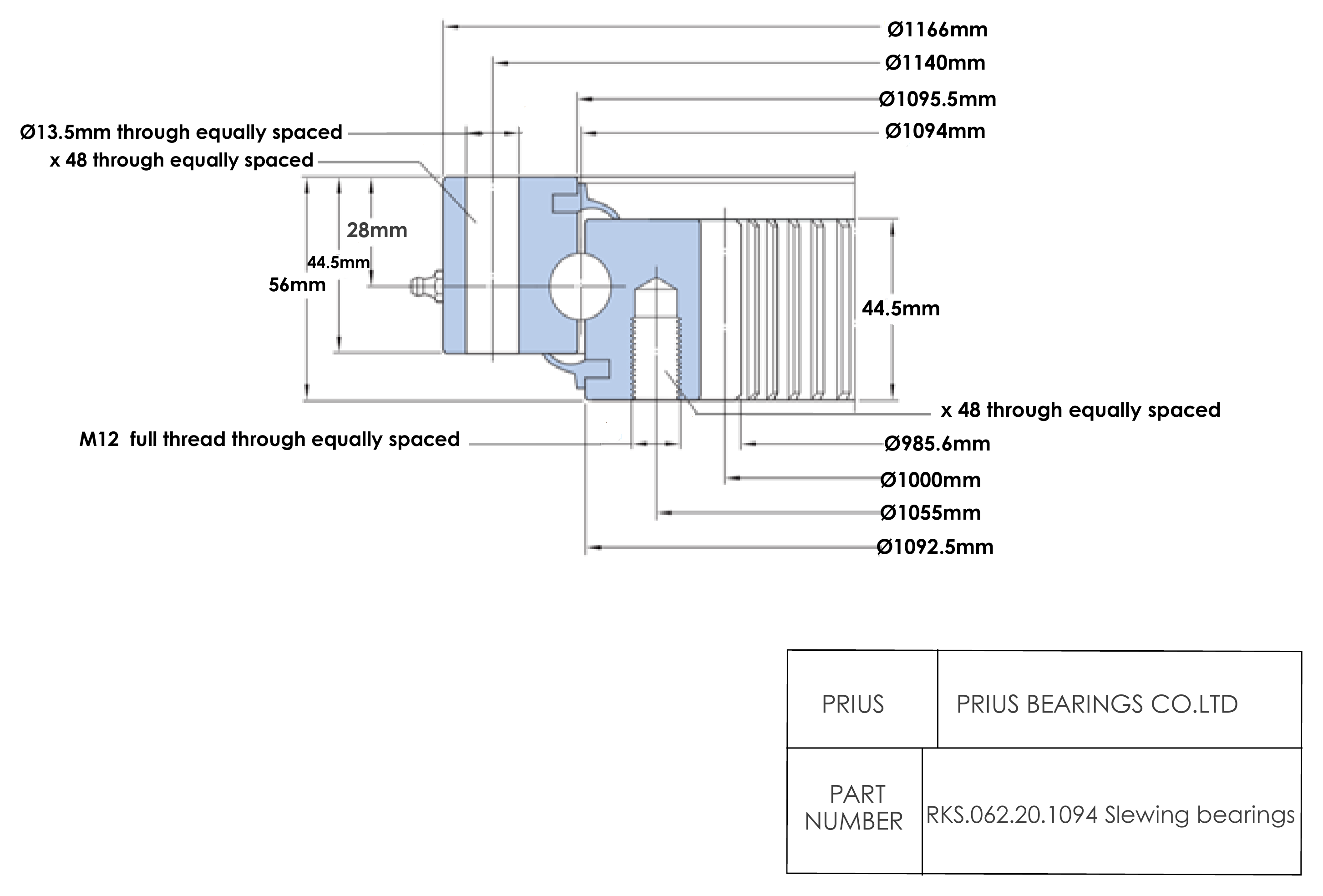SKF RKS.062.20.1094 2D dimensional drawing PRIUS BEARINGS RKS.062.20.1094 2D dimensional drawing