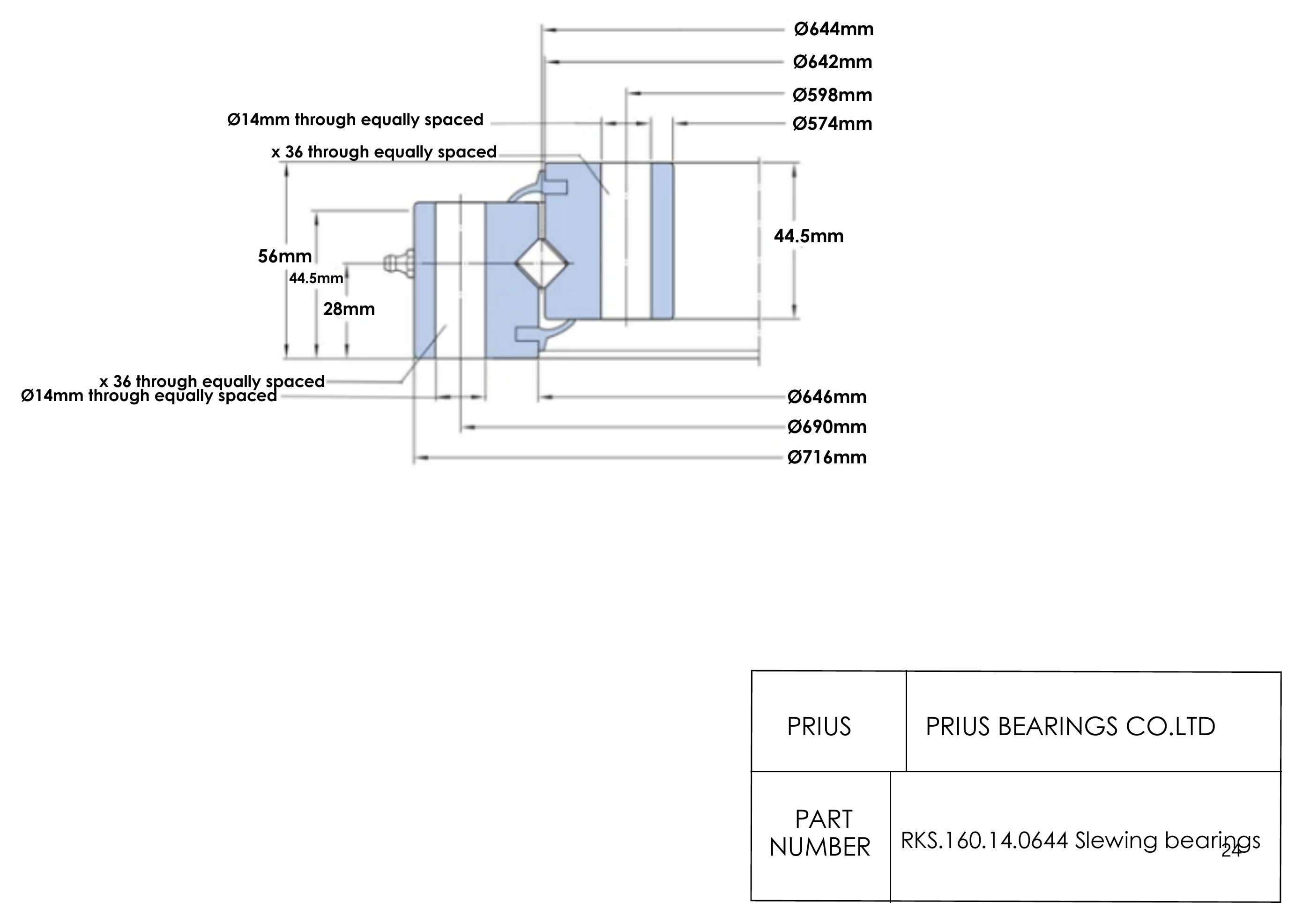 SKF RKS.160.14.0644 2D dimensional drawing PRIUS BEARINGS RKS.160.14.0644 2D dimensional drawing