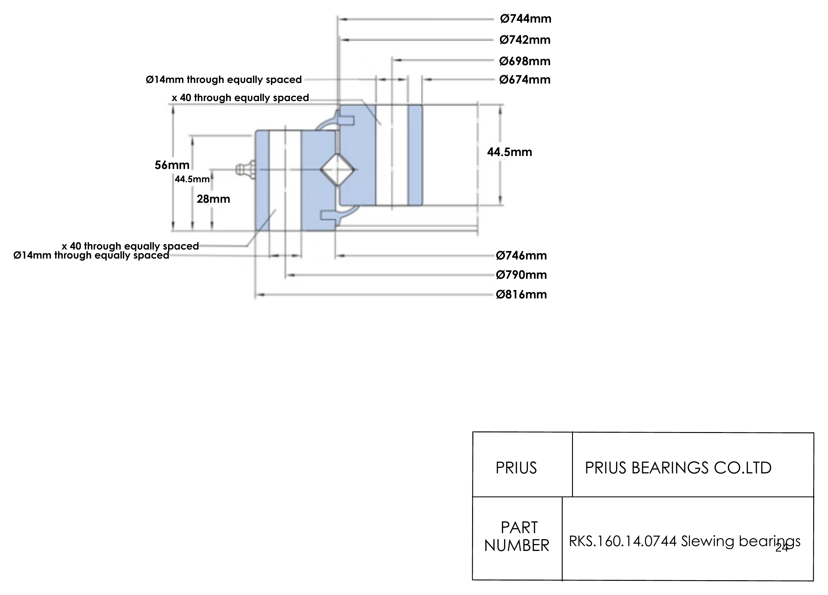SKF RKS.160.14.0744 2D dimensional drawing PRIUS BEARINGS RKS.160.14.0744 2D dimensional drawing
