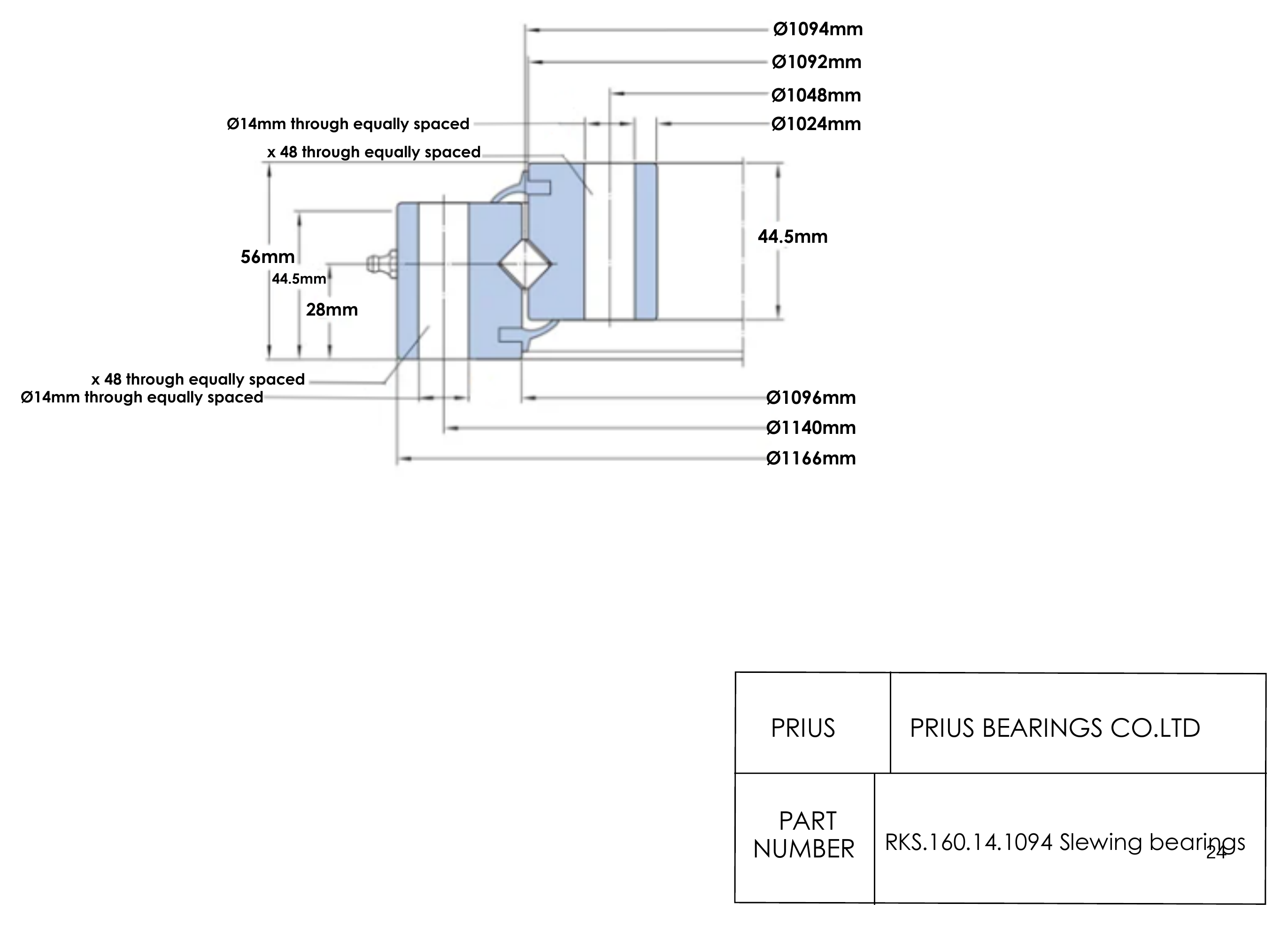 SKF RKS.160.14.1094 2D dimensional drawing PRIUS BEARINGS RKS.160.14.1094 2D dimensional drawing