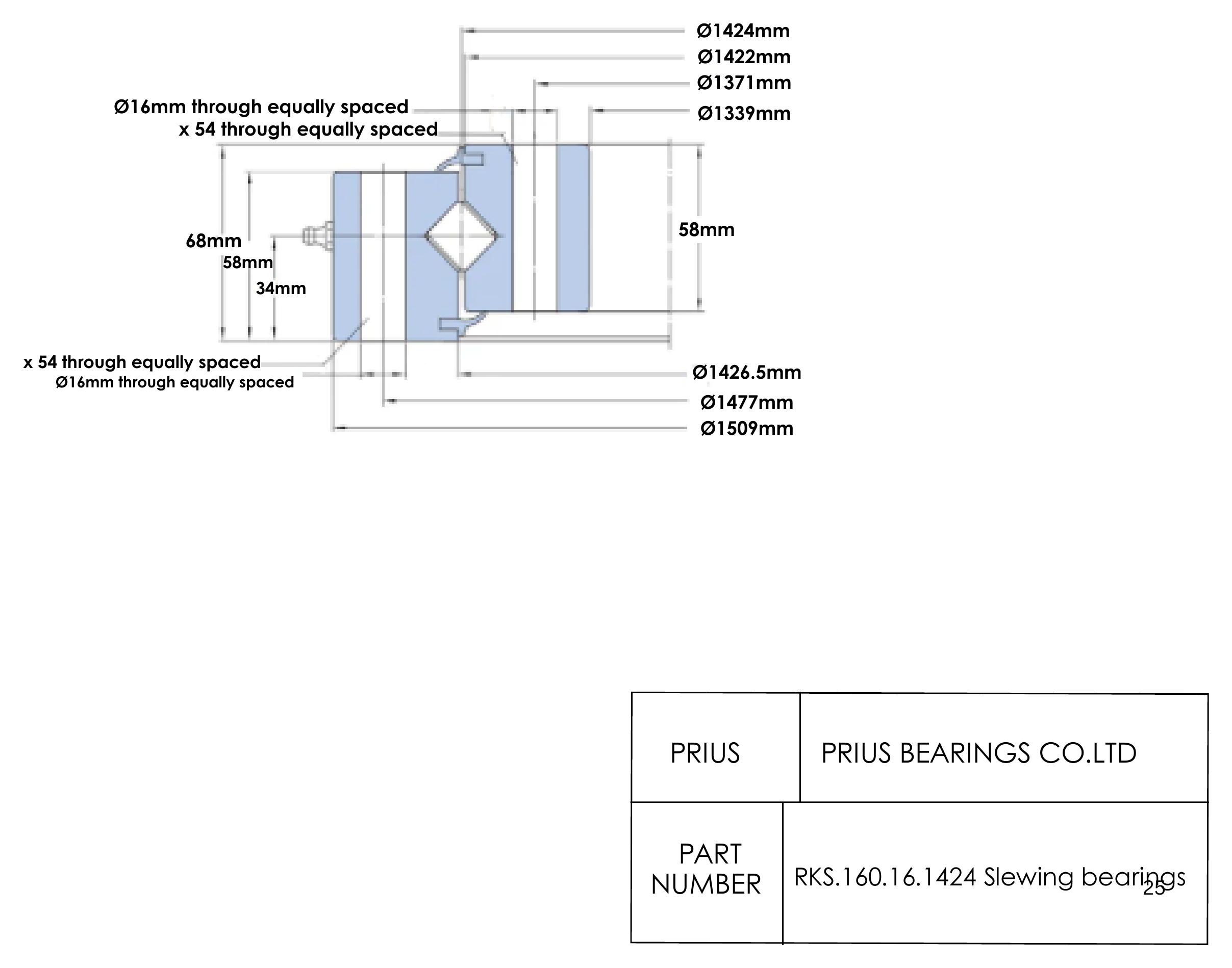 SKF RKS.160.16.1424 2D dimensional drawing PRIUS BEARINGS RKS.160.16.1424 2D dimensional drawing