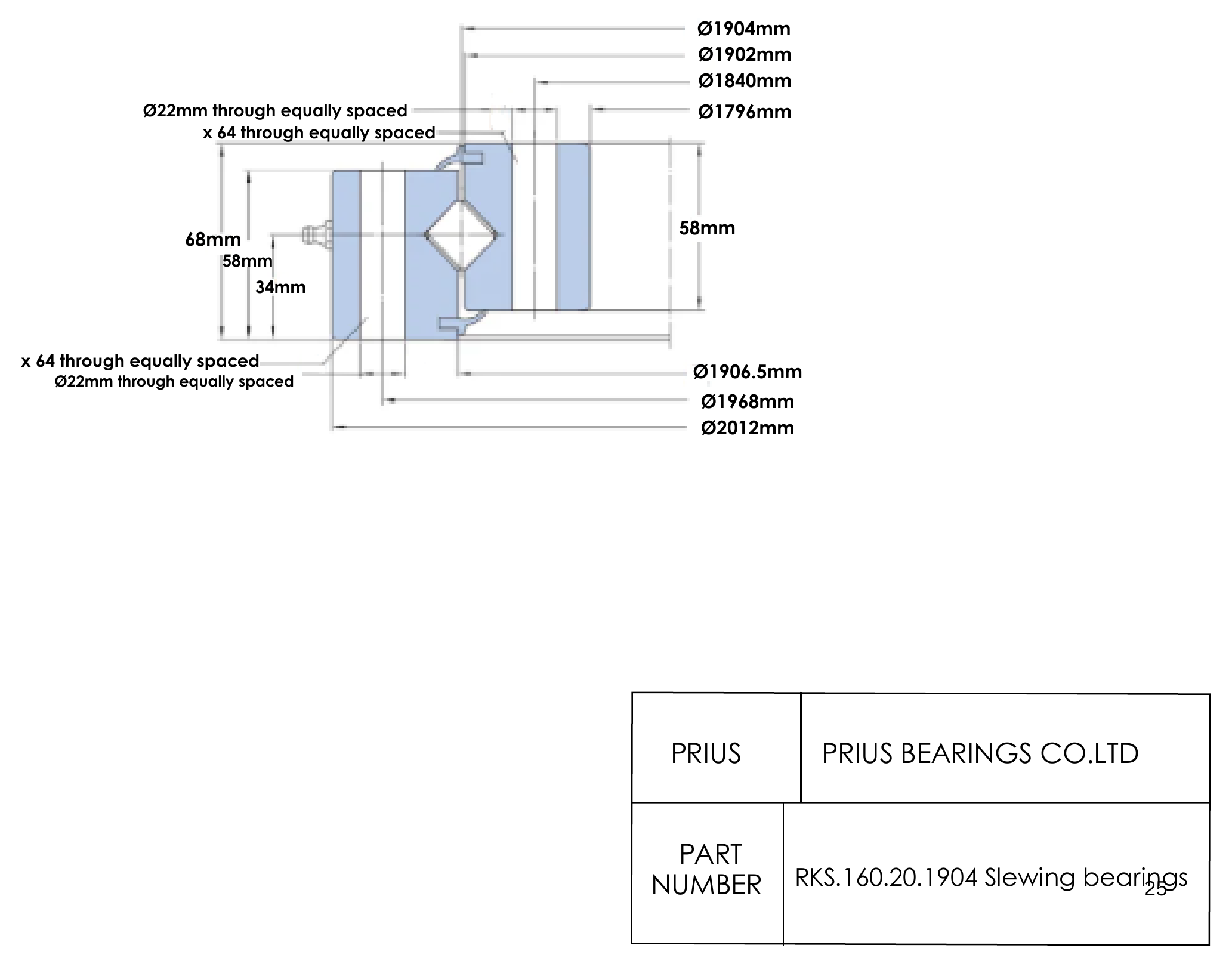 SKF RKS.160.20.1904 2D dimensional drawing PRIUS BEARINGS RKS.160.20.1904 2D dimensional drawing