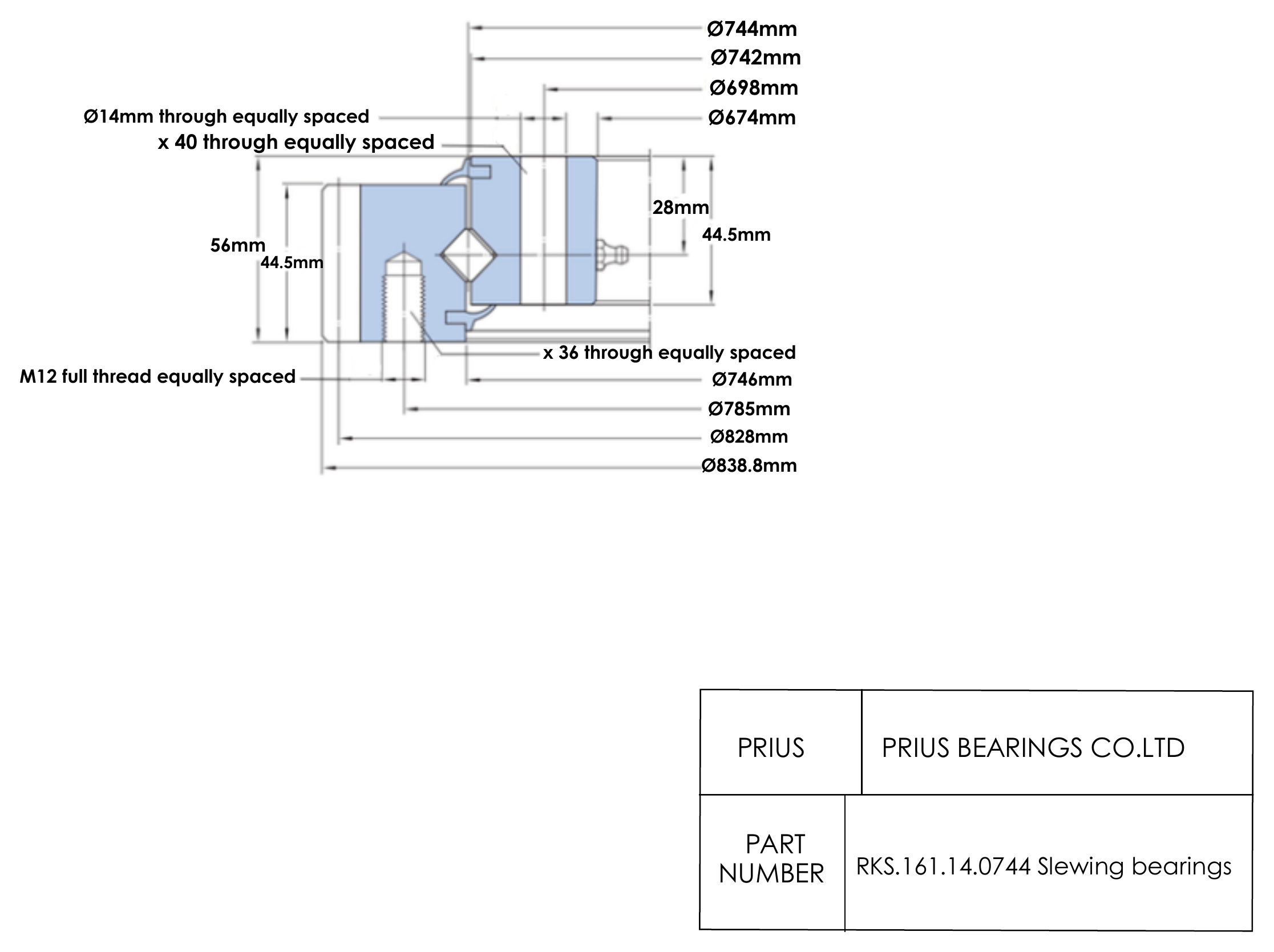 SKF RKS.161.14.0744 2D dimensional drawing PRIUS BEARINGS RKS.161.14.0744 2D dimensional drawing
