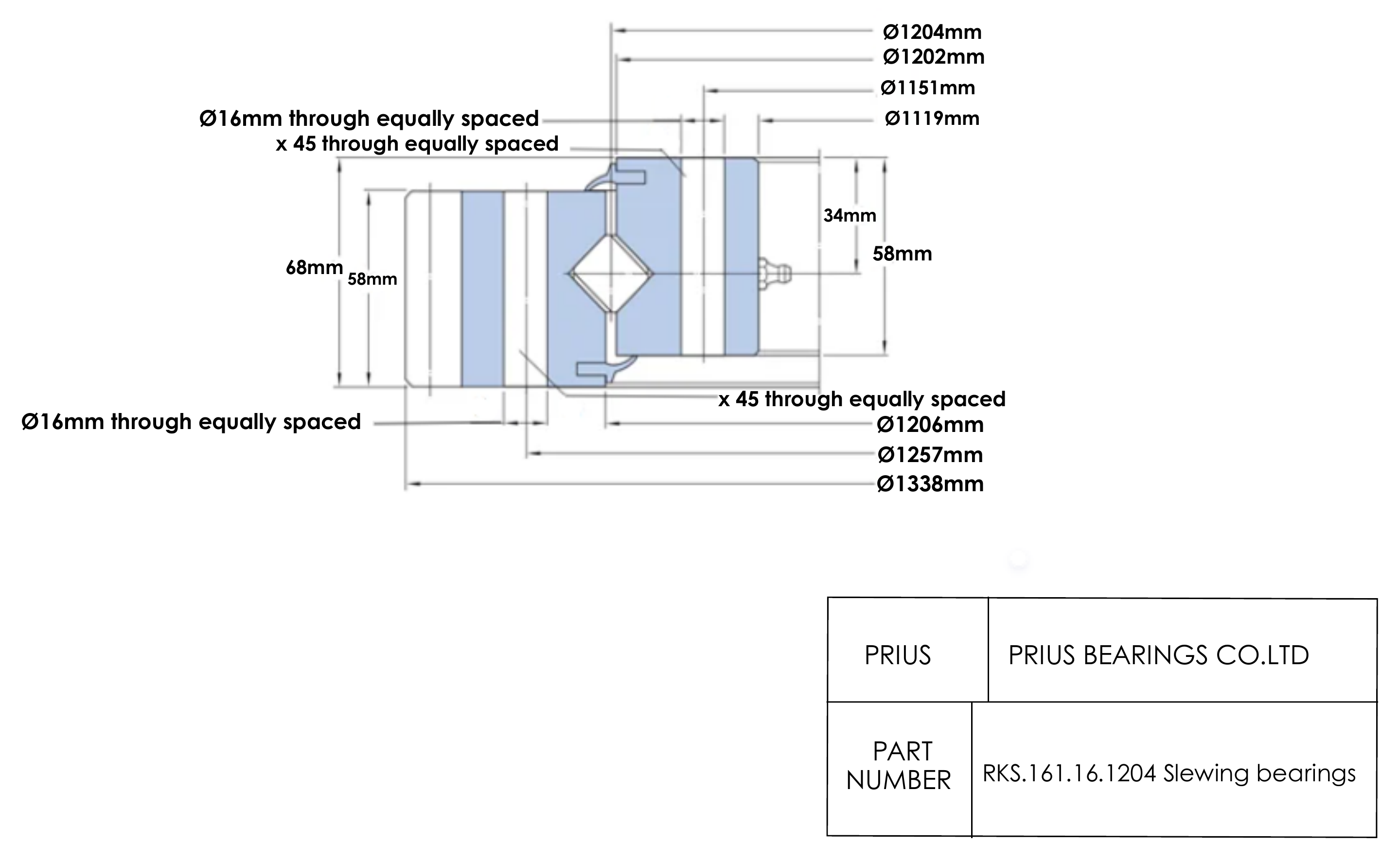 SKF RKS.161.16.1204 2D dimensional drawing PRIUS BEARINGS RKS.161.16.1204 2D dimensional drawing