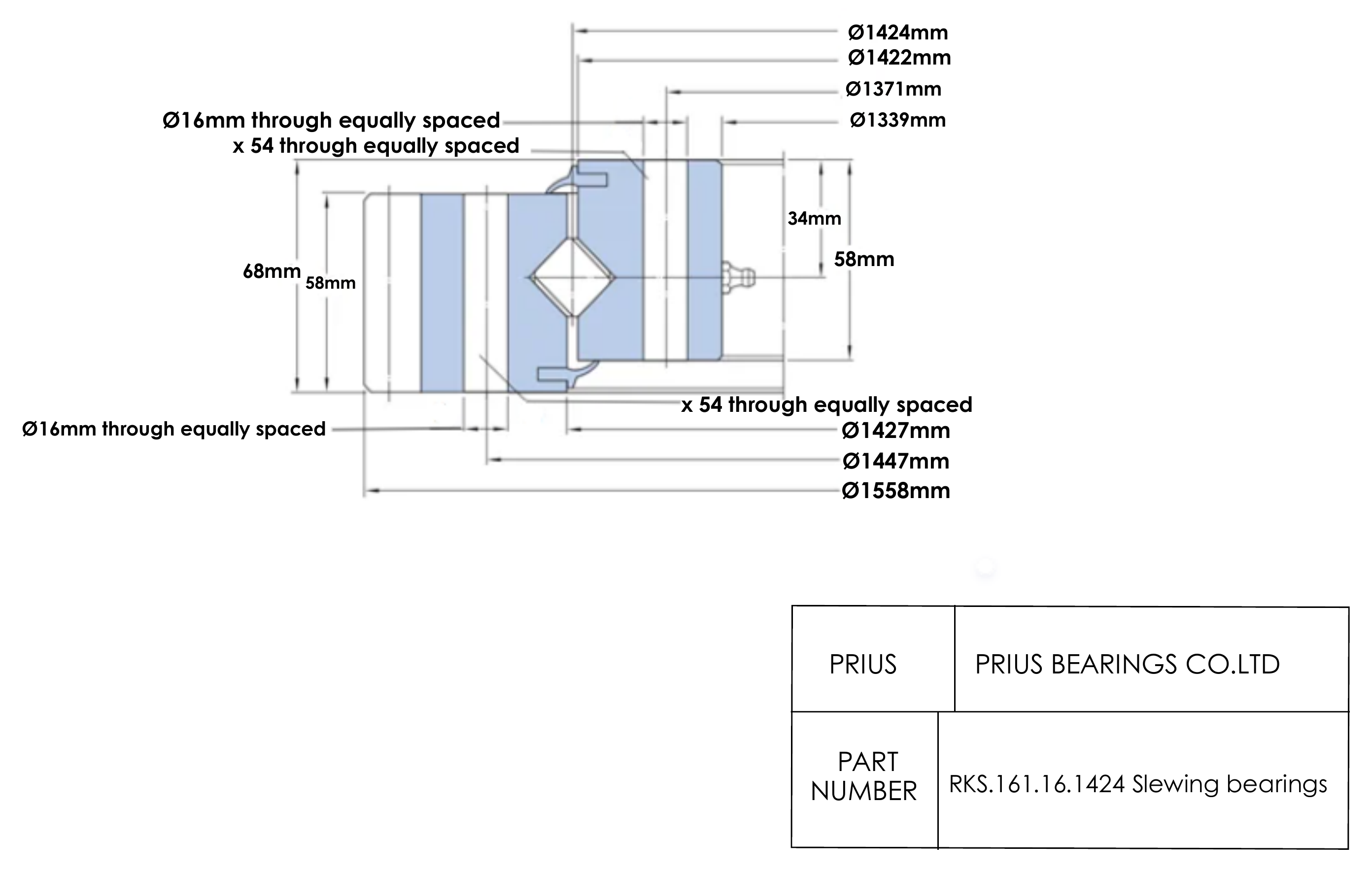 SKF RKS.161.16.1424 2D dimensional drawing PRIUS BEARINGS RKS.161.16.1424 2D dimensional drawing