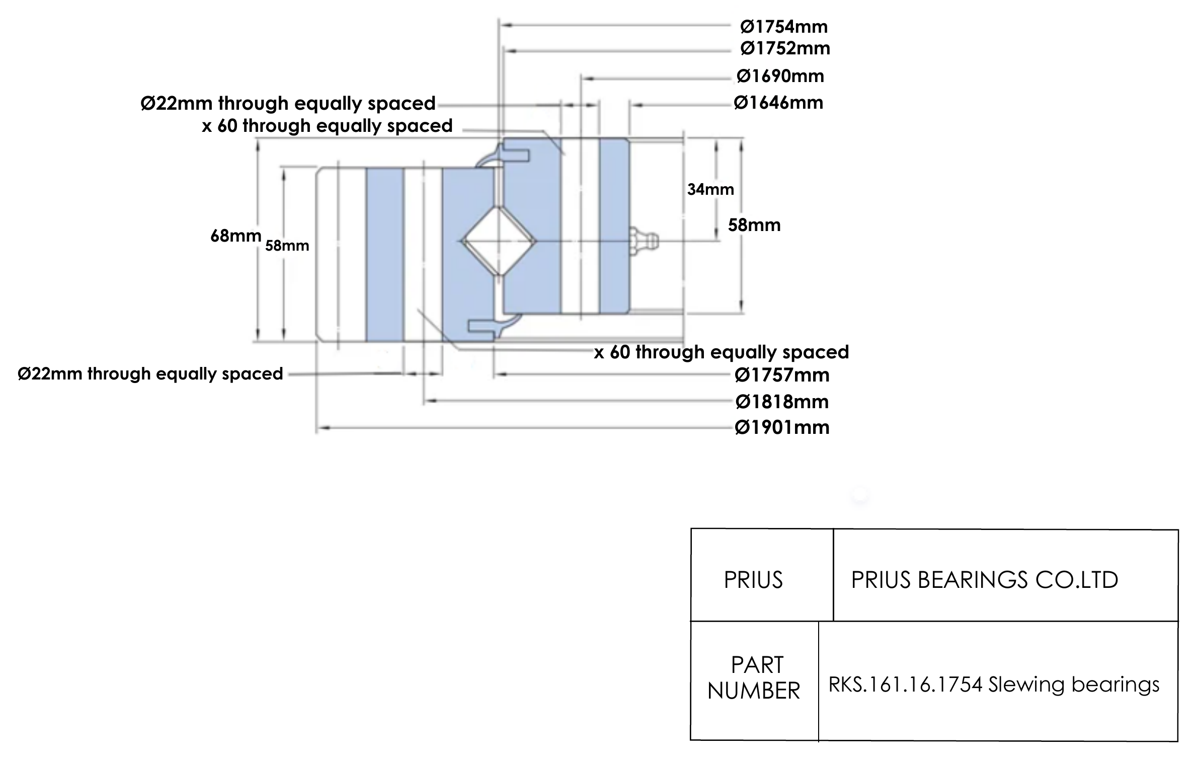 SKF RKS.161.16.1754 2D dimensional drawing PRIUS BEARINGS RKS.161.16.1754 2D dimensional drawing