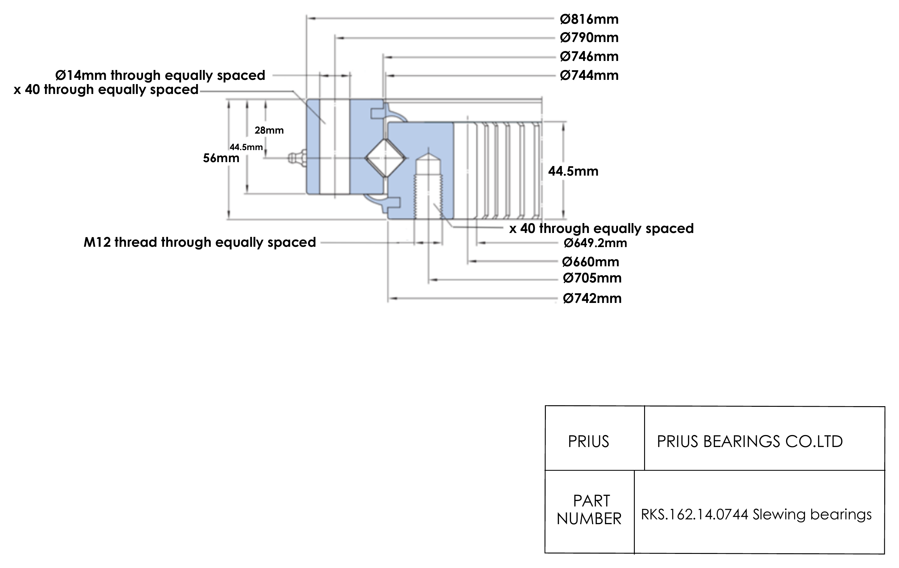 SKF RKS.162.14.0744 2D dimensional drawing PRIUS BEARINGS RKS.162.14.0744 2D dimensional drawing