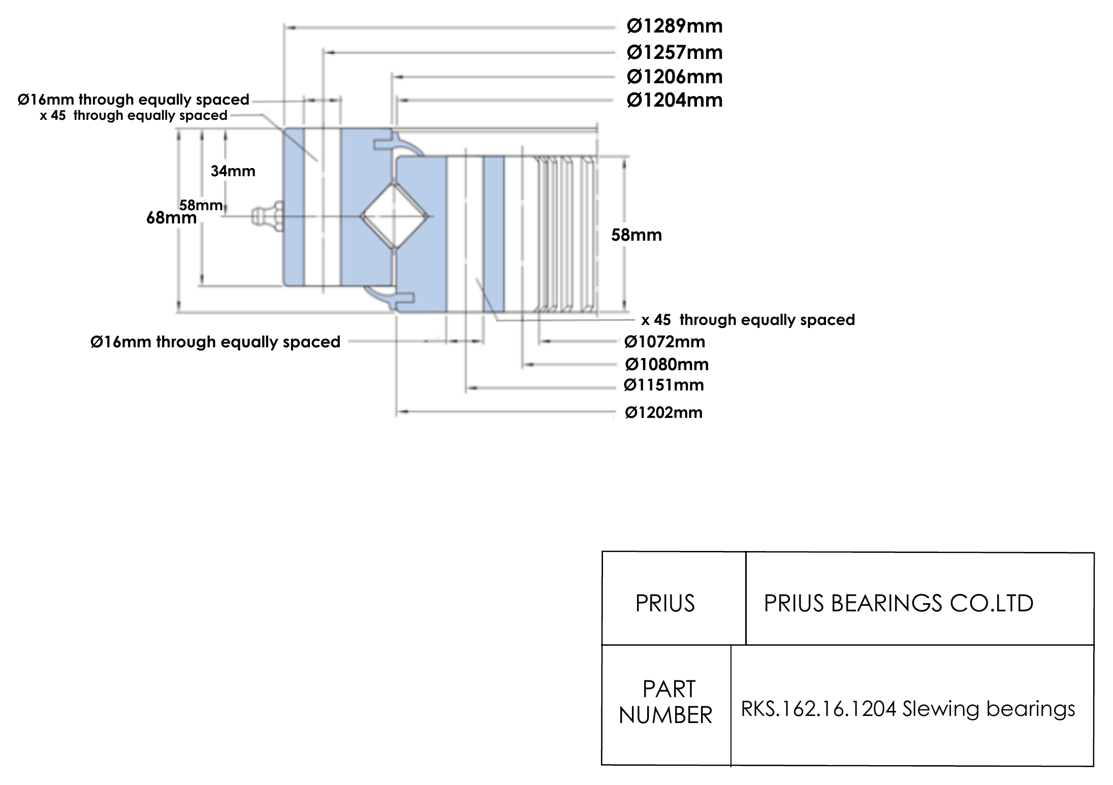 SKF RKS.162.16.1204 2D dimensional drawing PRIUS BEARINGS RKS.162.16.1204 2D dimensional drawing