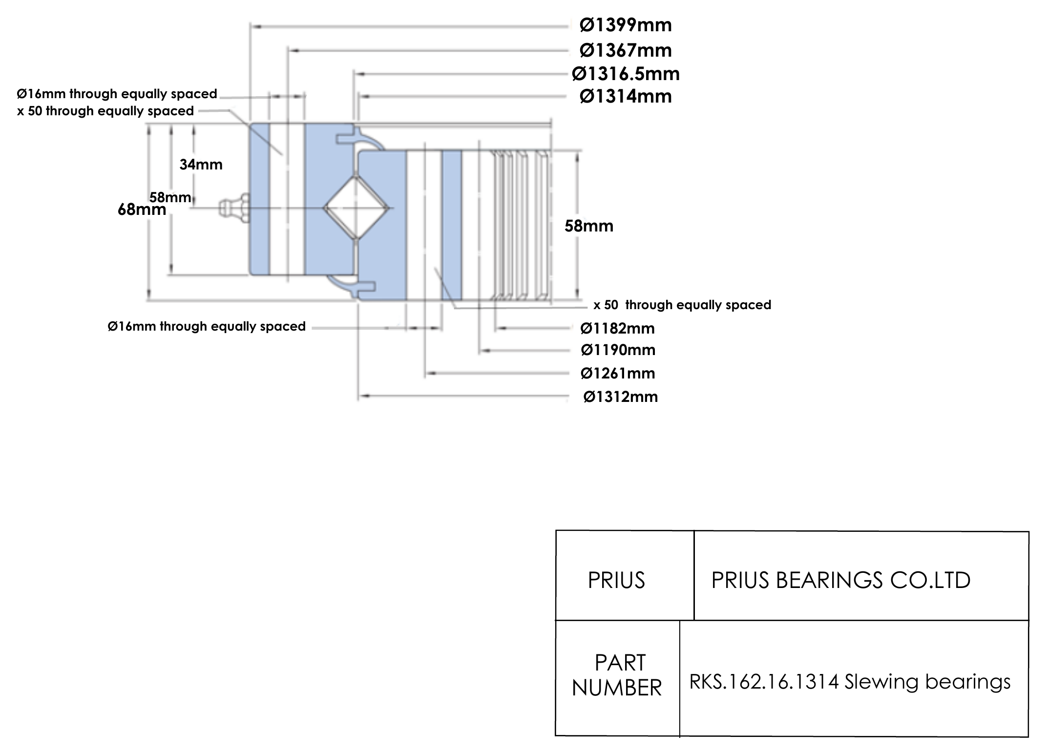 SKF RKS.162.16.1314 2D dimensional drawing PRIUS BEARINGS RKS.162.16.1314 2D dimensional drawing