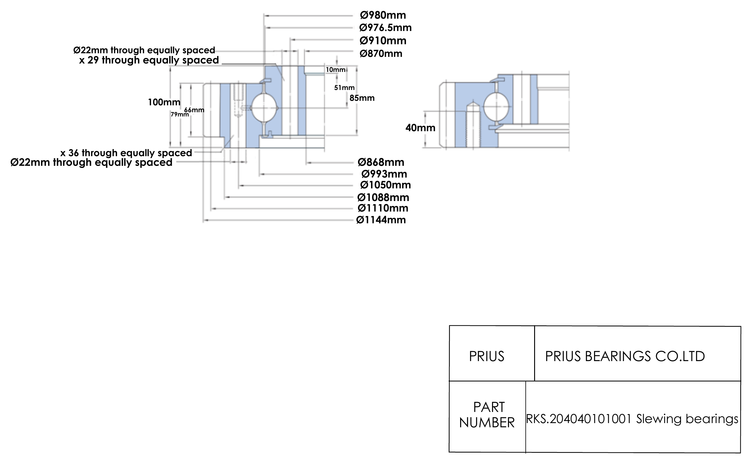 SKF RKS.204040101001 2D dimensional drawing PRIUS BEARINGS RKS.204040101001 2D dimensional drawing