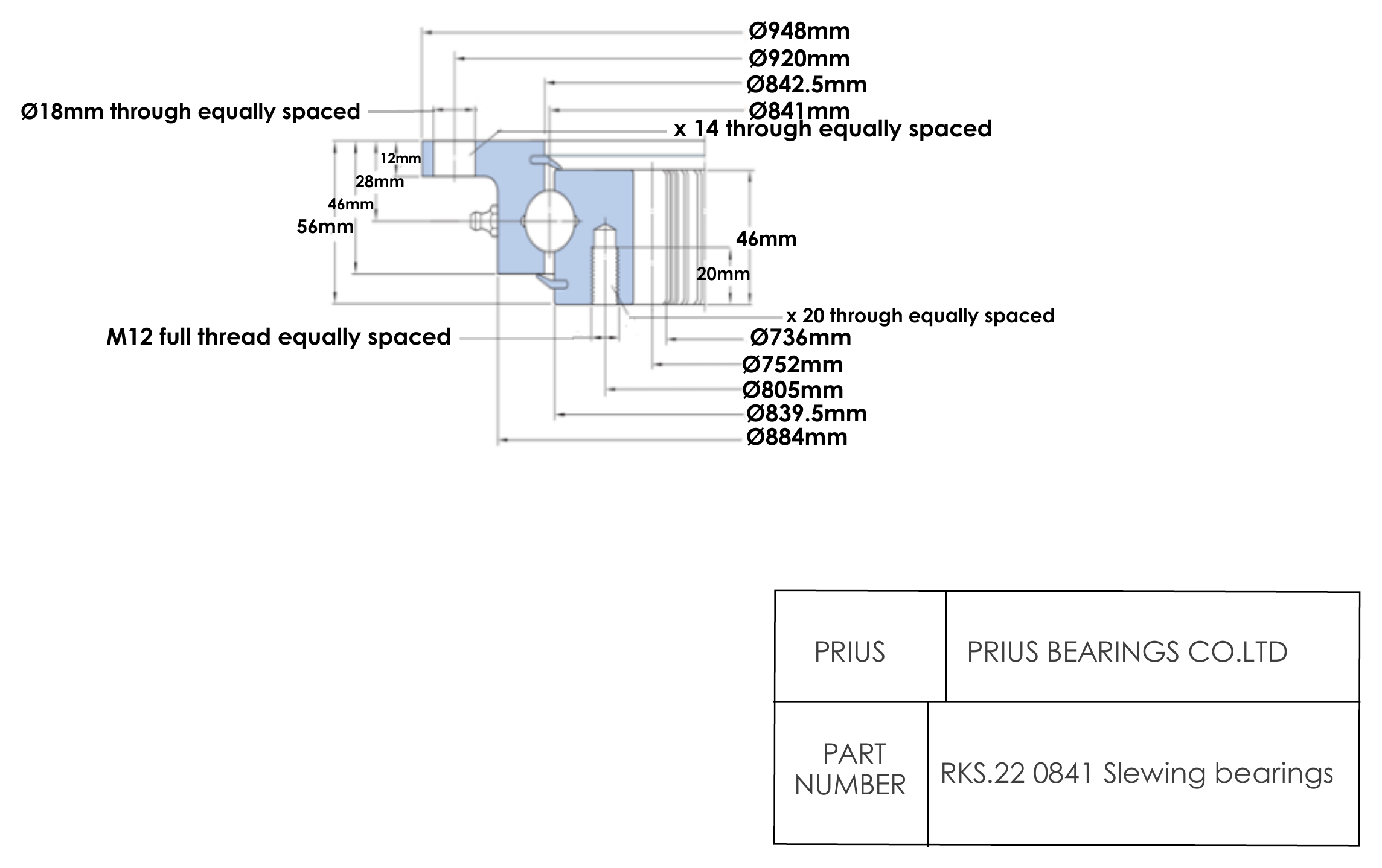 SKF RKS.22 0841 2D dimensional drawing PRIUS BEARINGS RKS.22 0841 2D dimensional drawing