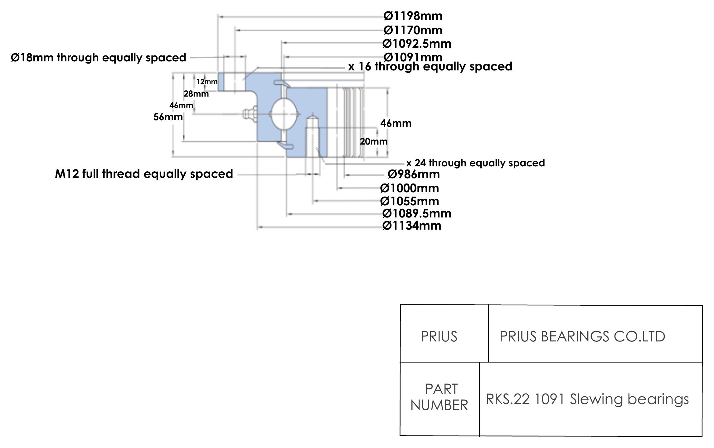 SKF RKS.22 1091 2D dimensional drawing PRIUS BEARINGS RKS.22 1091 2D dimensional drawing